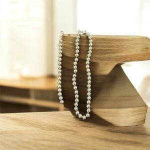 Elegant Silver Beaded Necklace and bracelet- 9 oz solid silver!